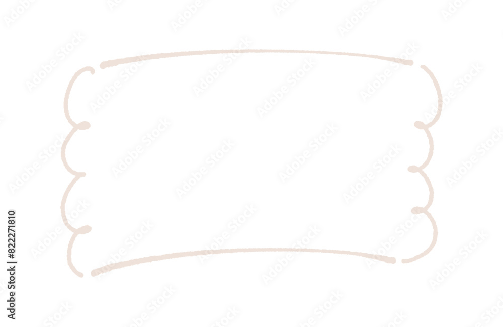 Fototapeta premium 手描きの薄いブラウンの横長のフレーム - シンプルでおしゃれな飾り罫のデザインパーツ素材 