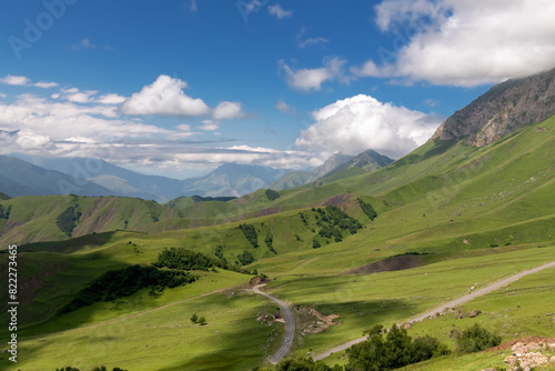 View from the Tsey Loam pass. In the upper reaches of the Dzheyrakh gorge. Republic of Ingushetia  Russia