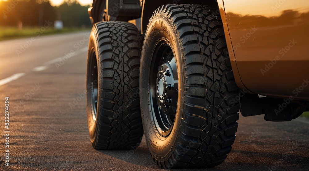 Wheel of the truck car, close up, copy text Wheel of the truck car, close up, copy text