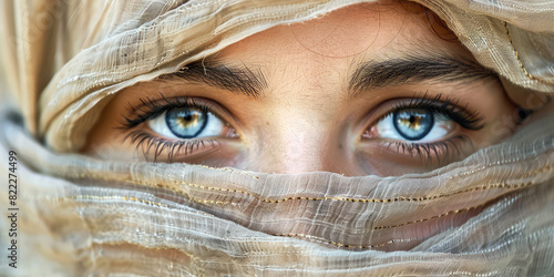 Wallpaper Mural Woman with her face hidden by a thin cloth. Anonymity, a girl hide her face with a fabric. Torontodigital.ca