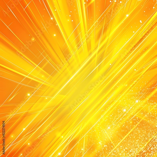 Asymmetric yellow light burst, abstract beautiful rays of lights on dark orange backgroundg  photo