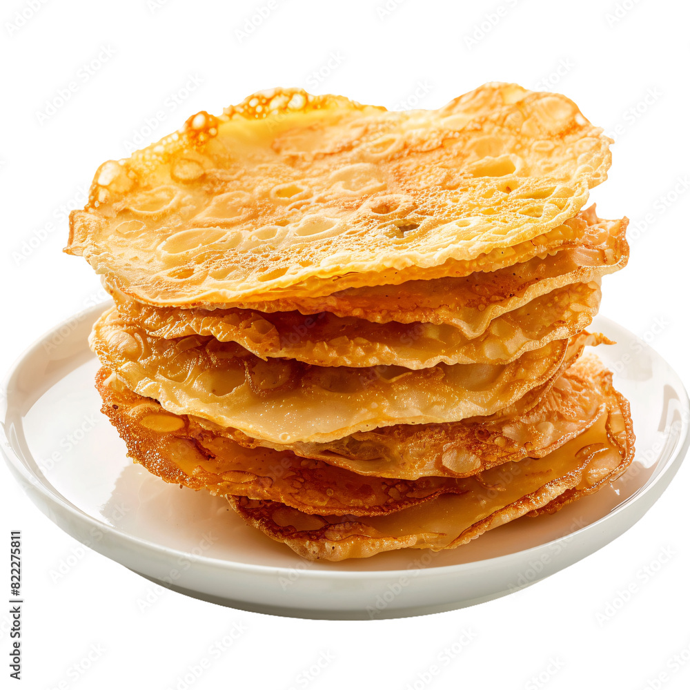 Khanom Buang Thai crispy pancakes, transparent background, isolated image, generative AI Khanom Buang Thai crispy pancakes, transparent background, isolated image, generative AI