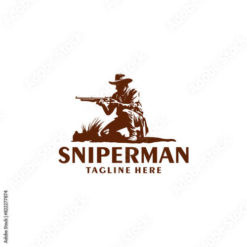 Hunter and sniper logo vector illustration