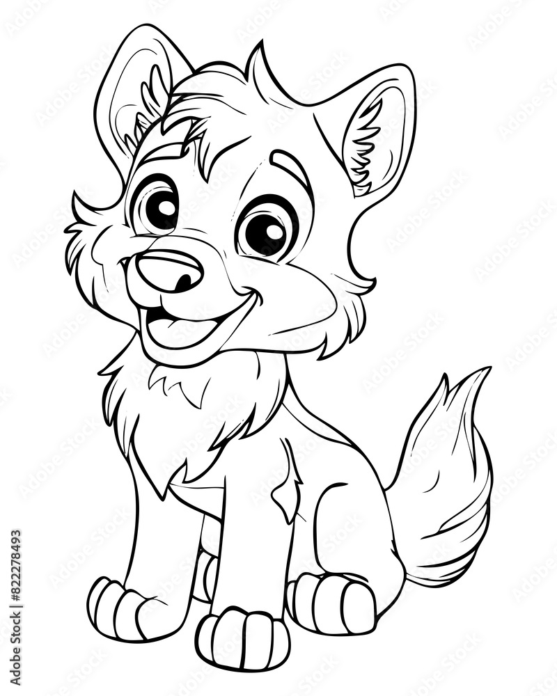 Fototapeta premium Cute isolated animal, flowers, fairies coloring page