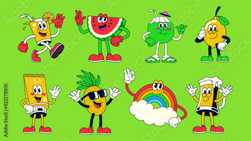 Happy Summer Cartoon Character Set Collection