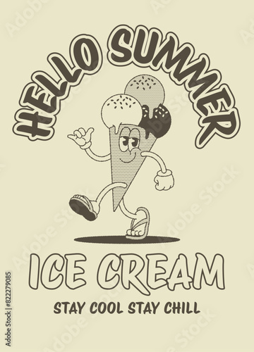 Ice Cream Mascot Vintage Character Vintage (ID: 822279085)