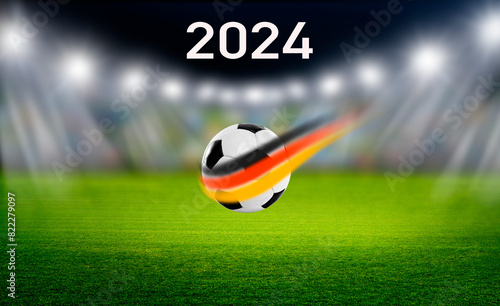 Soccer Fußball mit Deutscher Flagge im Stadion