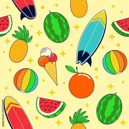 Summer Element Pattern Design Illustration (ID: 822279470)