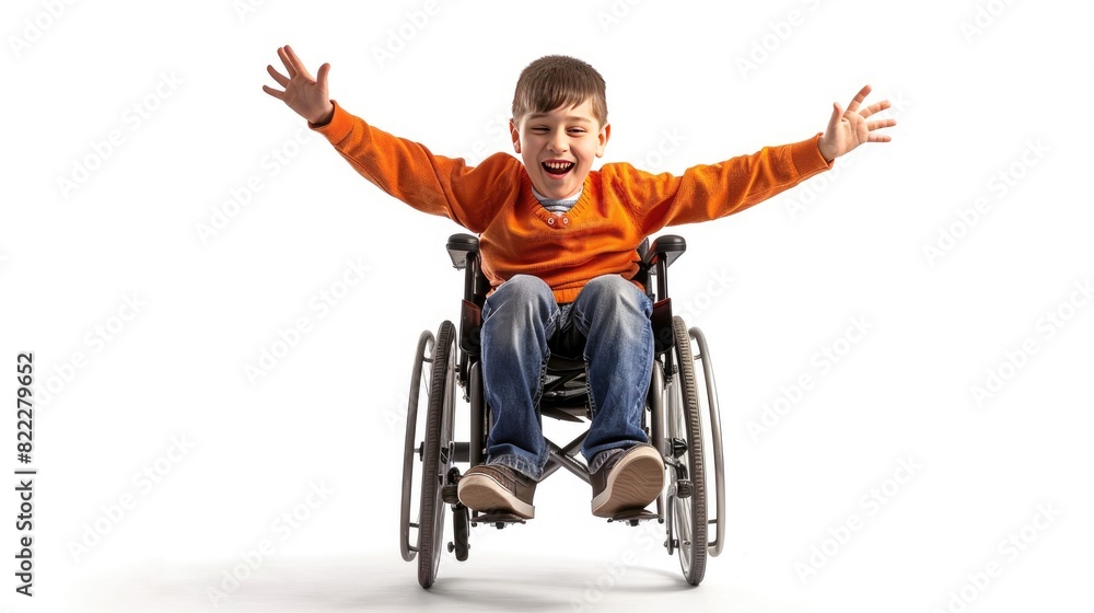 Empowered: Young Boy in Wheelchair Reaching for the Sky Empowered: Young Boy in Wheelchair Reaching for the Sky