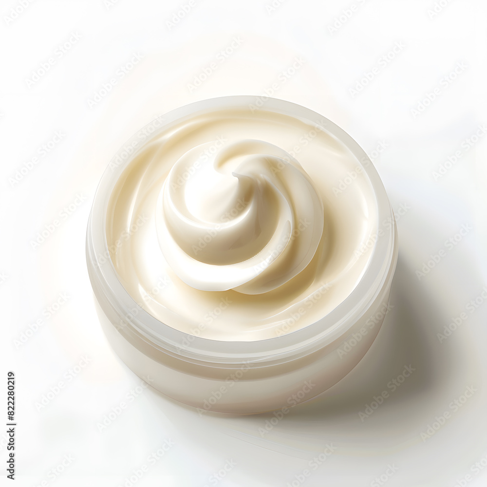 Opened cosmetic cream jar top view isolated on white background Opened cosmetic cream jar top view isolated on white background