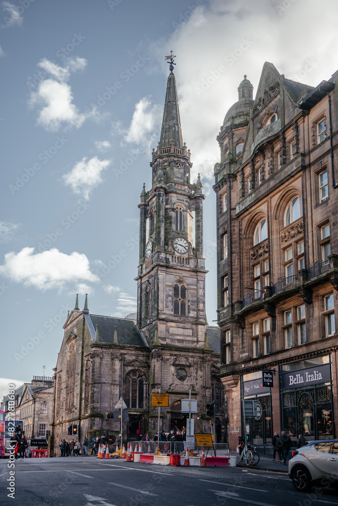 Historic Church and Clock Tower in Edinburgh