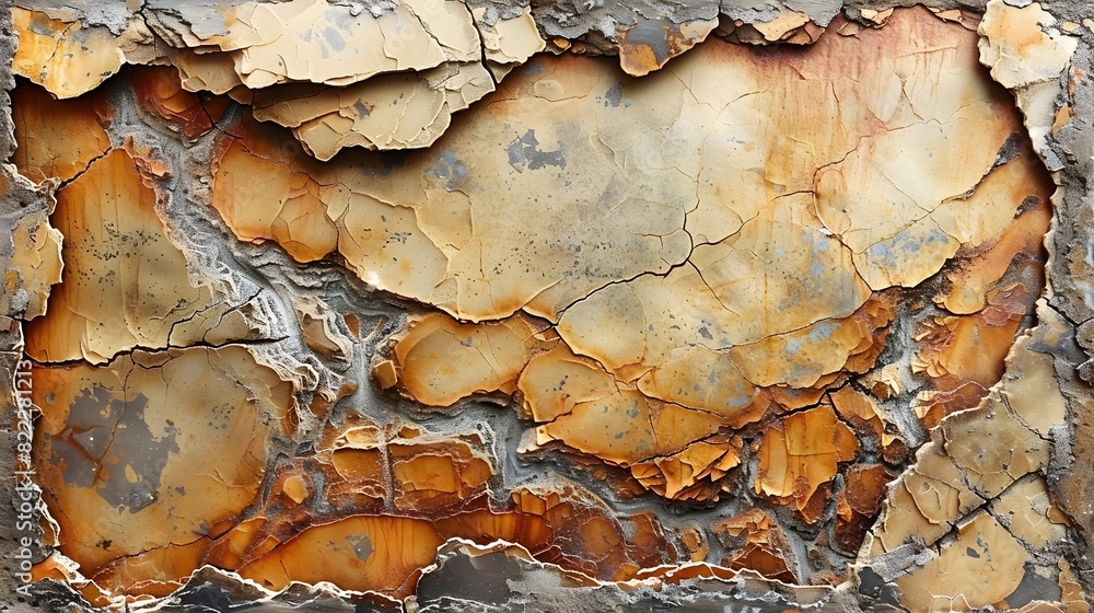 Weathered and Time Worn Textured Wall Background with Peeling Paint and Rusty Tones Weathered and Time Worn Textured Wall Background with Peeling Paint and Rusty Tones