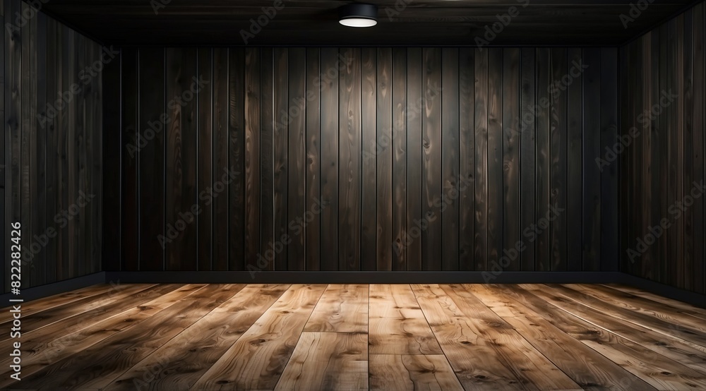 Abstract wooden black dark studio background for product presentation