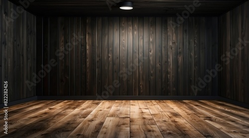 Abstract wooden black dark studio background for product presentation