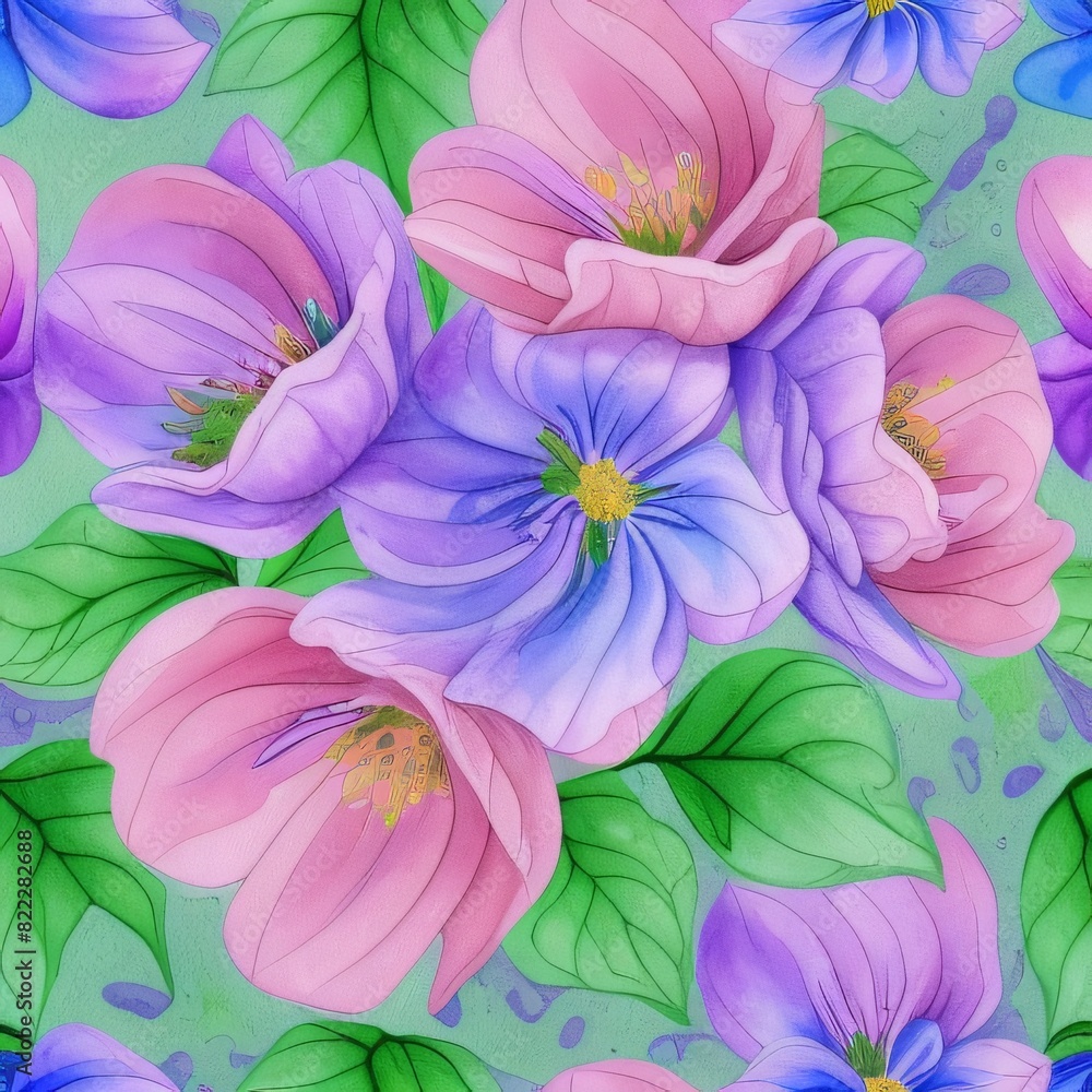 Obraz premium Seamless Floral Pattern Images watercolor style