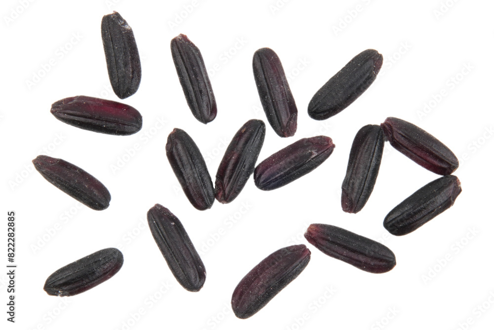 a close up look of many black rice grains scattered over isolated transparent a close up look of many black rice grains scattered over isolated transparent