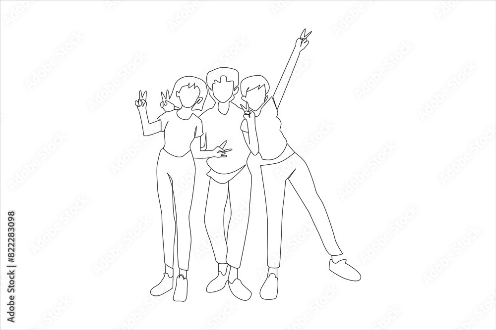 Fototapeta premium Continuous one-line drawing friends. Friendship Day concept