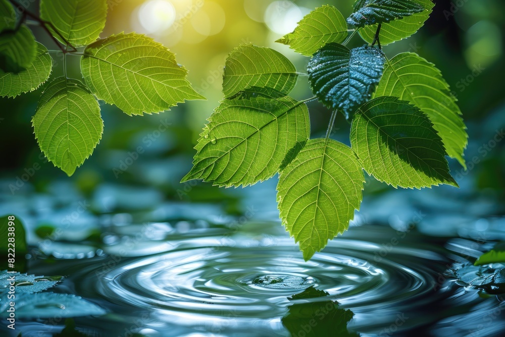 Green leaf floating on water professional photography Green leaf floating on water professional photography
