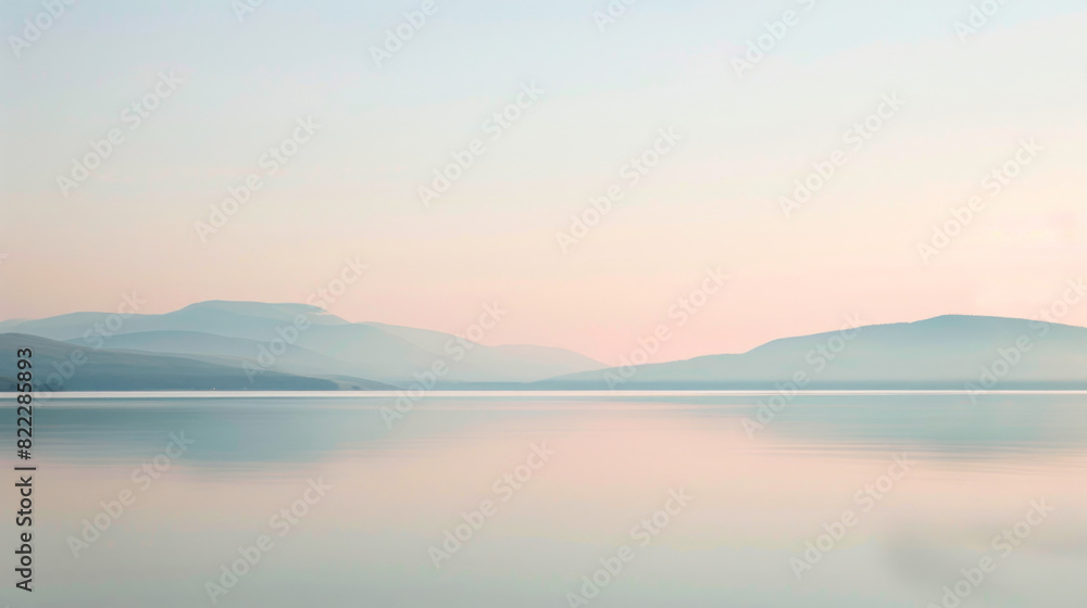 A serene landscape with a calm lake and mountains in the background A serene landscape with a calm lake and mountains in the background