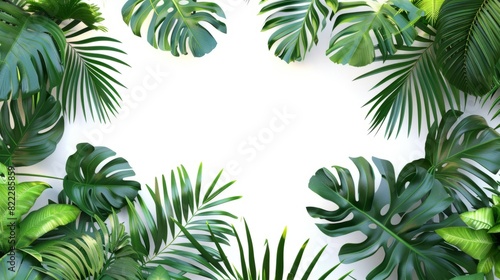 Green palm foliage cut out white background © May