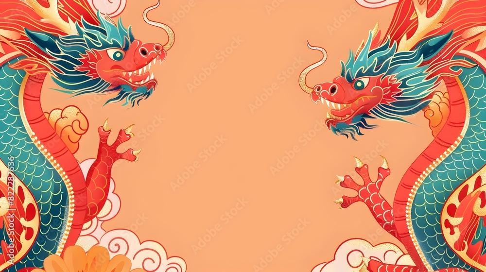 Vibrant Doodle Pattern Border Design for Carnival or Chinese New Year Mockup Vibrant Doodle Pattern Border Design for Carnival or Chinese New Year Mockup