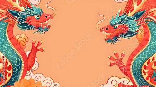 Vibrant Doodle Pattern Border Design for Carnival or Chinese New Year Mockup