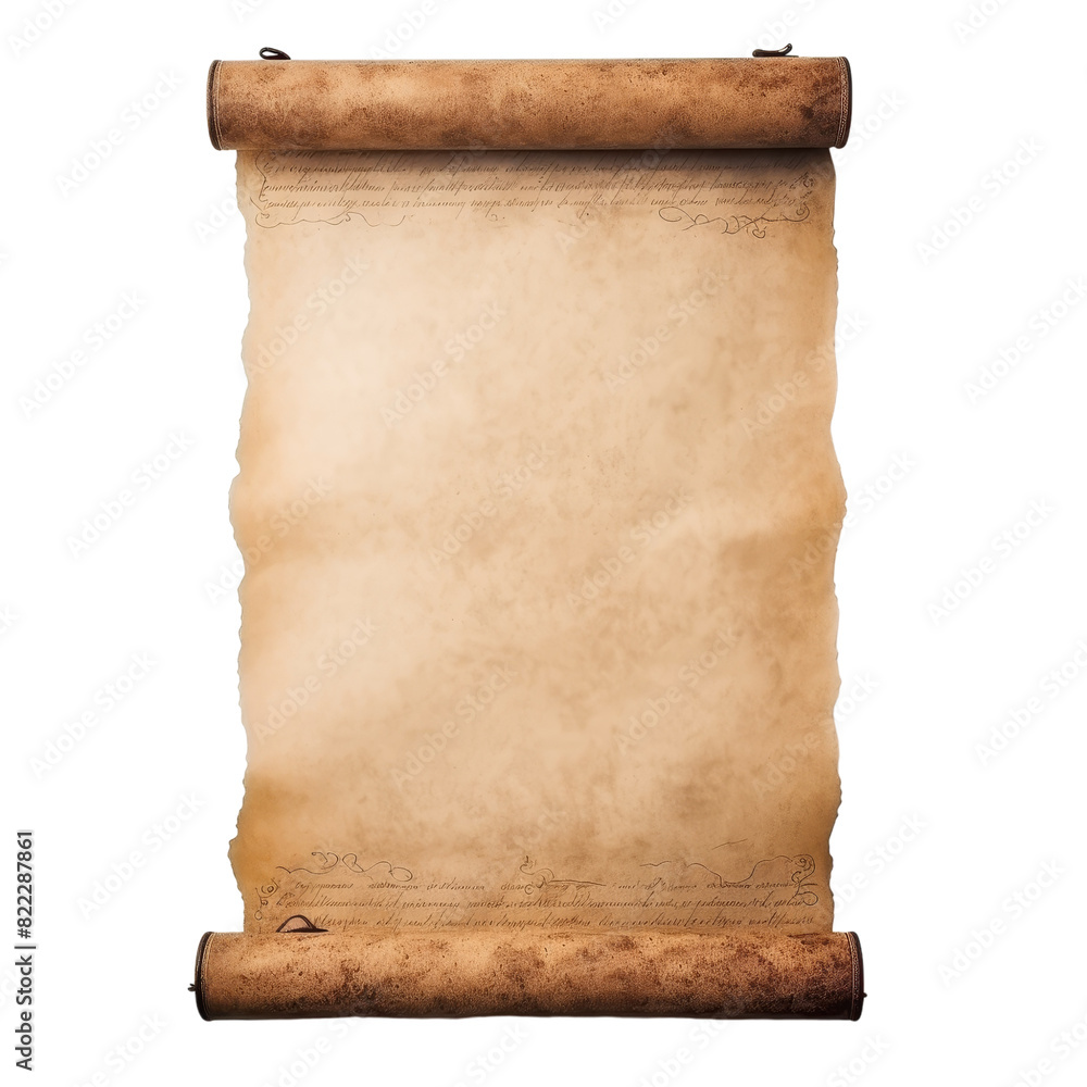 Old Medieval Paper Sheets Isolated on transparent background, png, cut out.