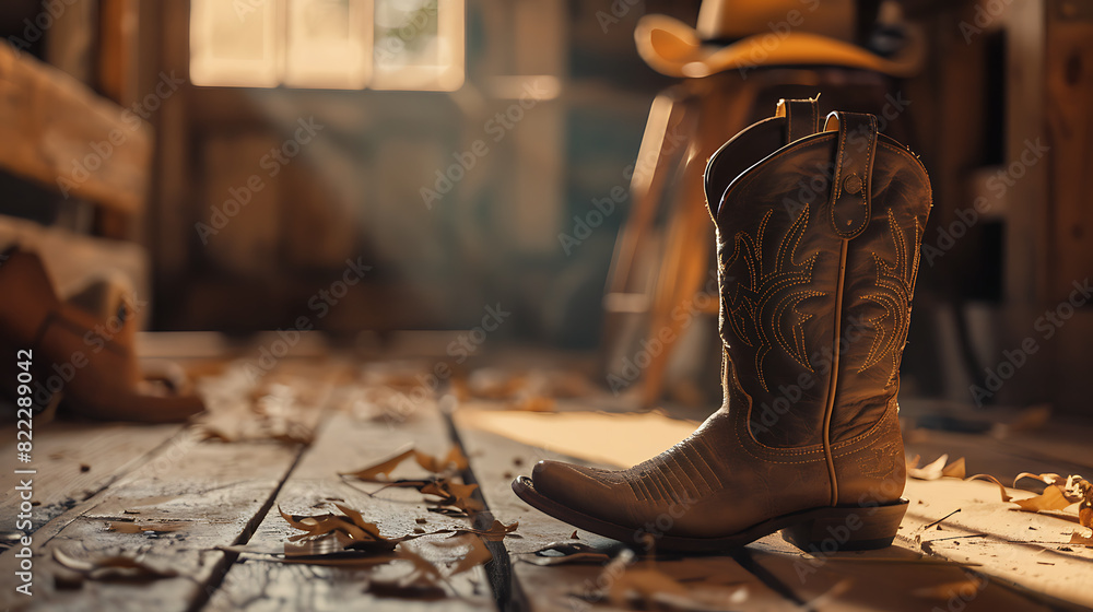 Cowboy boots Leather shoes decorated with metal Important clothing of Western Cowboy boots Leather shoes decorated with metal Important clothing of Western