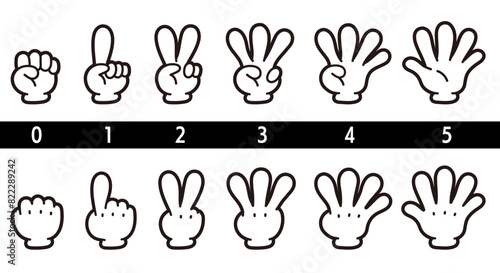 ハンドサイン。指で数字（12345）を表す。