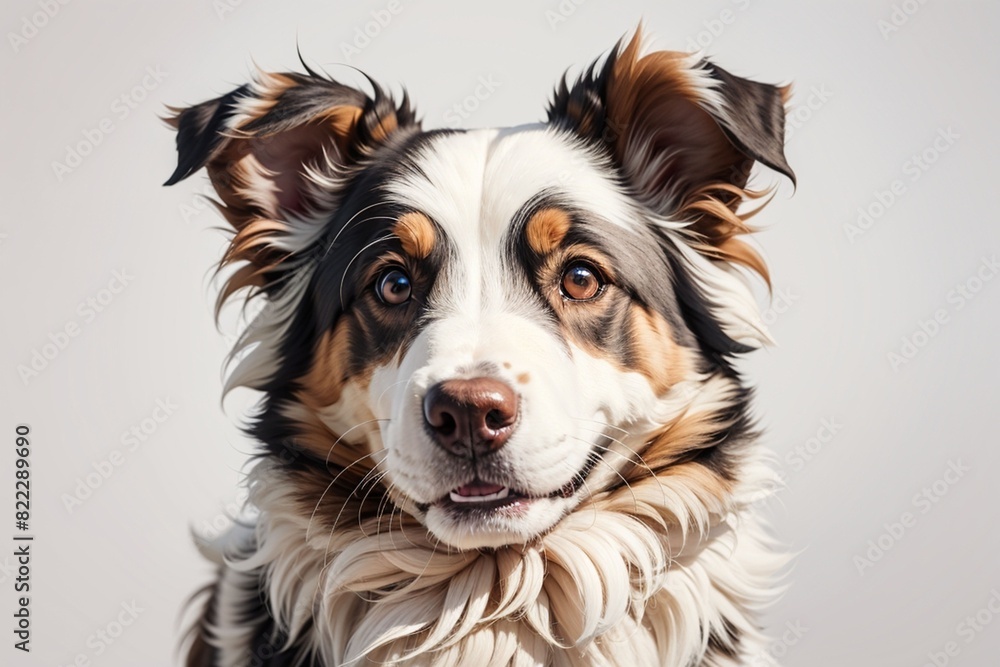 Close up Photography of an Australian Shepherd dog on isolated backgrouns