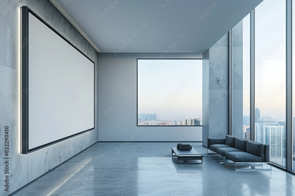 Modern office interior wall mockup created with generative ai Modern office interior wall mockup created with generative ai