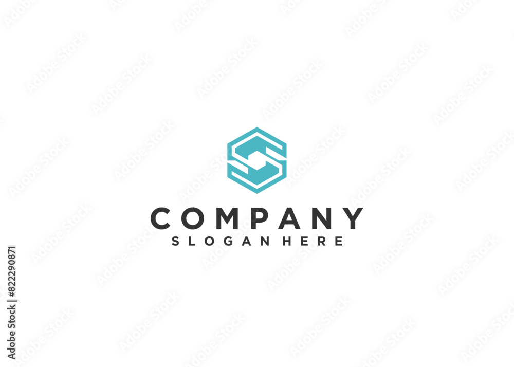 Letter S hexagon blue simple symbol logo vector Letter S hexagon blue simple symbol logo vector