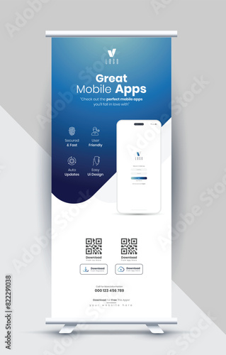 App Promotional Rollup Banner Template Design