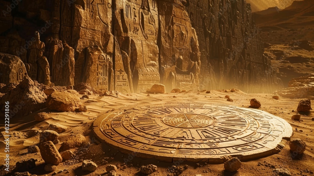 Ancient stone structure embedded in a rocky desert canyon, surrounded by rocks and dust, illuminated by warm sunlight, evokes mystery and history. Ancient stone structure embedded in a rocky desert canyon, surrounded by rocks and dust, illuminated by warm sunlight, evokes mystery and history.