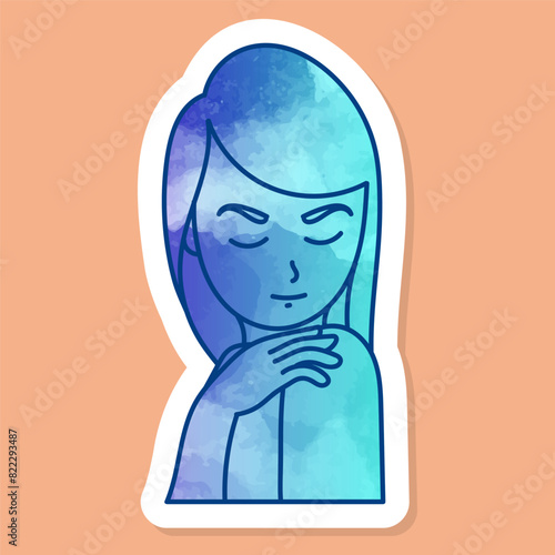 Female beauty model posing color sticker