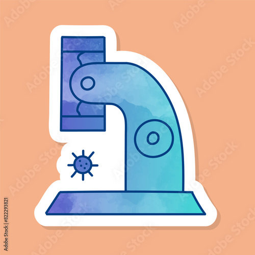 Virus under microscope color sticker