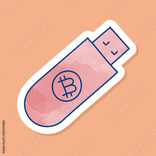 Bitcoin cryptocurrency offline hardware wallet concept color sticker