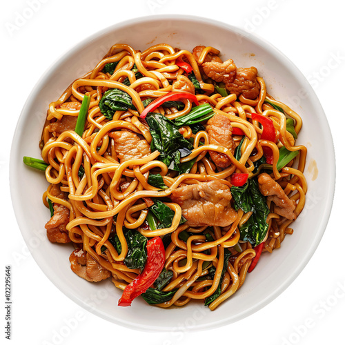 Lo mein, transparent background, isolated image, generative AI