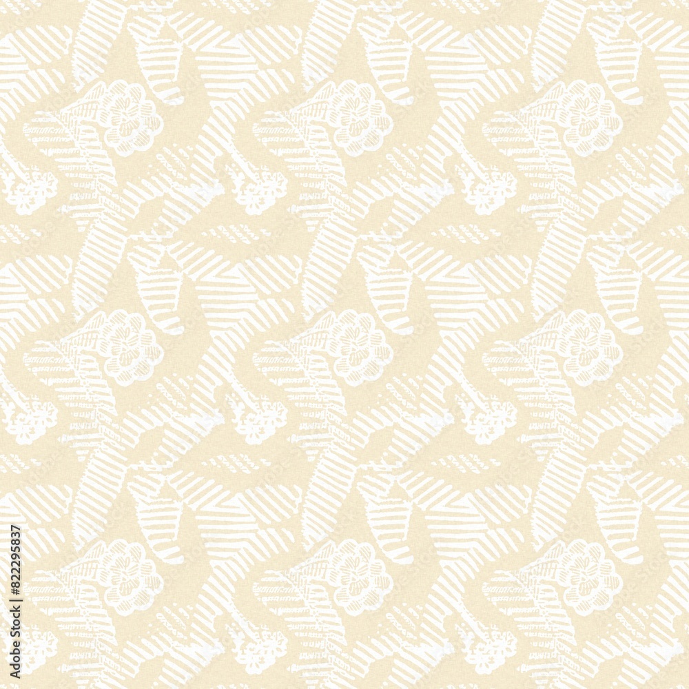 Modern white on cream lace effect wedding background texture. Soft tonal linen openwork block print with subtle hand drawn lattice damask printed fabric backdrop. Modern white on cream lace effect wedding background texture. Soft tonal linen openwork block print with subtle hand drawn lattice damask printed fabric backdrop.