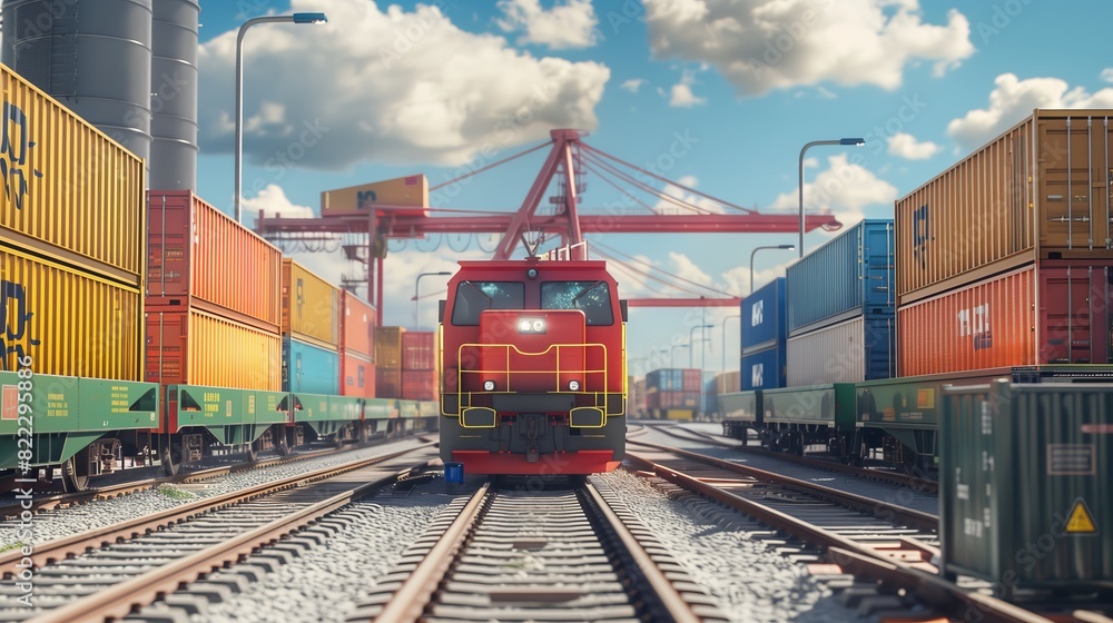 a train with container freight stands at the industrial railway station a train with container freight stands at the industrial railway station