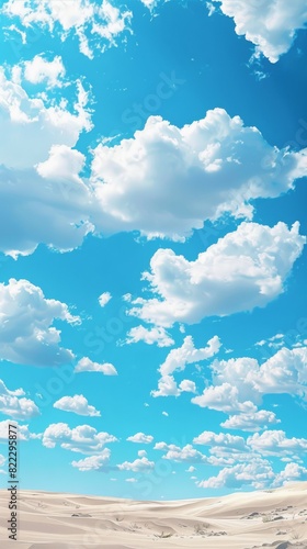 Beautiful and charming scenery, clean blue sky, a small amount of pure white clouds.