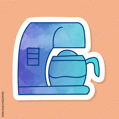 Coffee machine icon instant coffee brewing color sticker