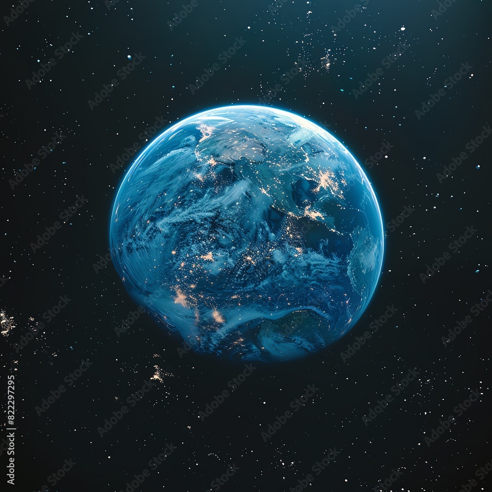 Earth from space in robot, machine mode