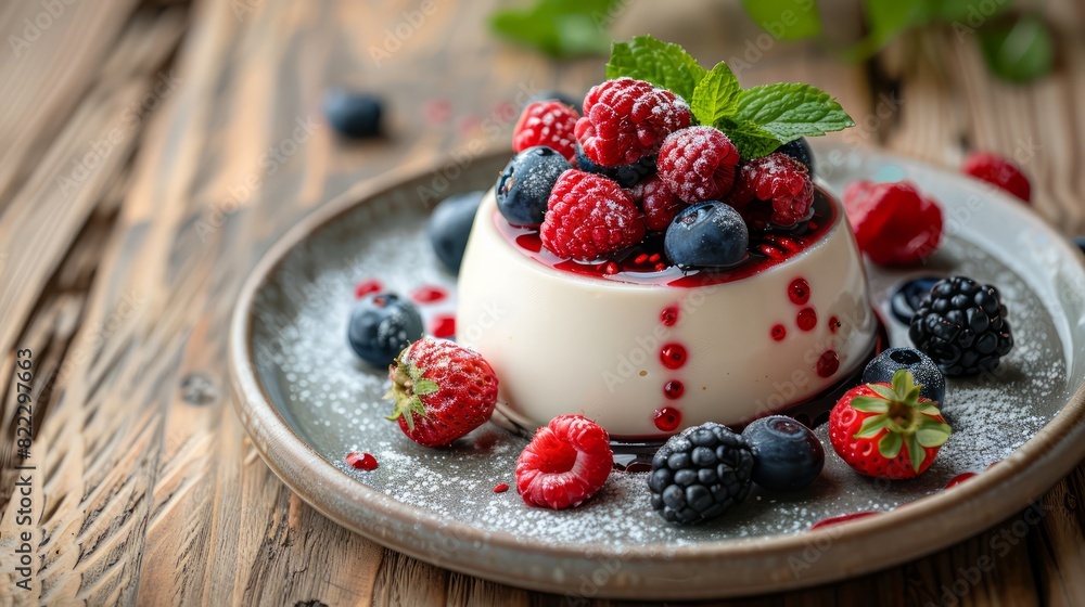 A dessert with berries and whipped cream on a plate A dessert with berries and whipped cream on a plate