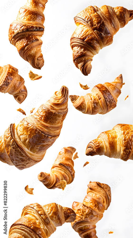 Flying croissants background food photography Flying croissants background food photography