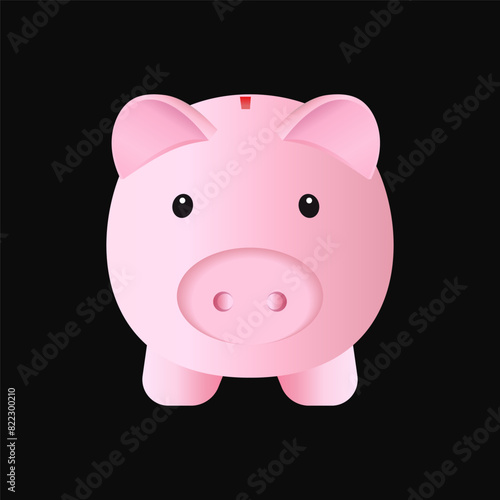 cute piggy bank vector illustration on black background