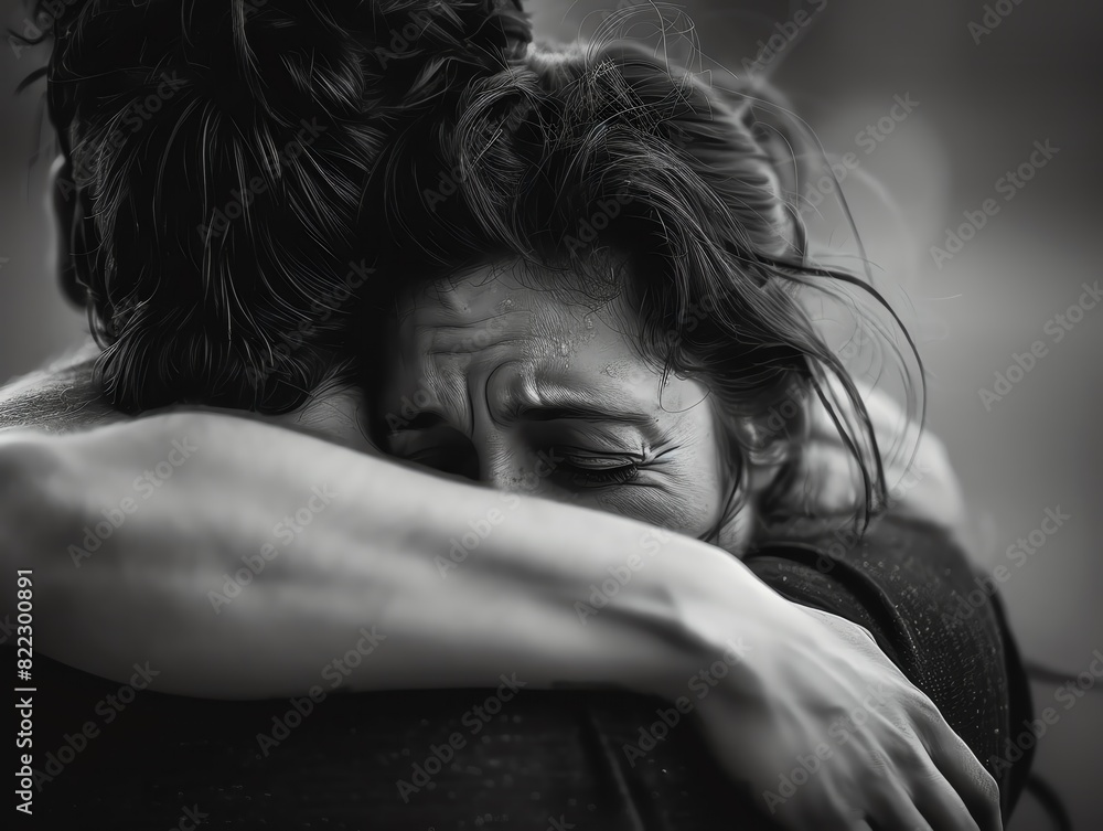 Heartwarming Embrace Capture a moment of solace between friends, their faces partially obscured, as they share a comforting hug Highlight the warmth and support conveyed through th Heartwarming Embrace Capture a moment of solace between friends, their faces partially obscured, as they share a comforting hug Highlight the warmth and support conveyed through th
