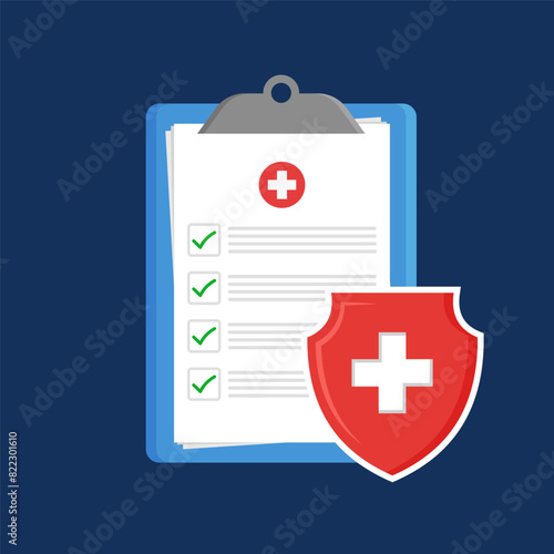 Vector design of a checklist on a medical insurance clipboard
