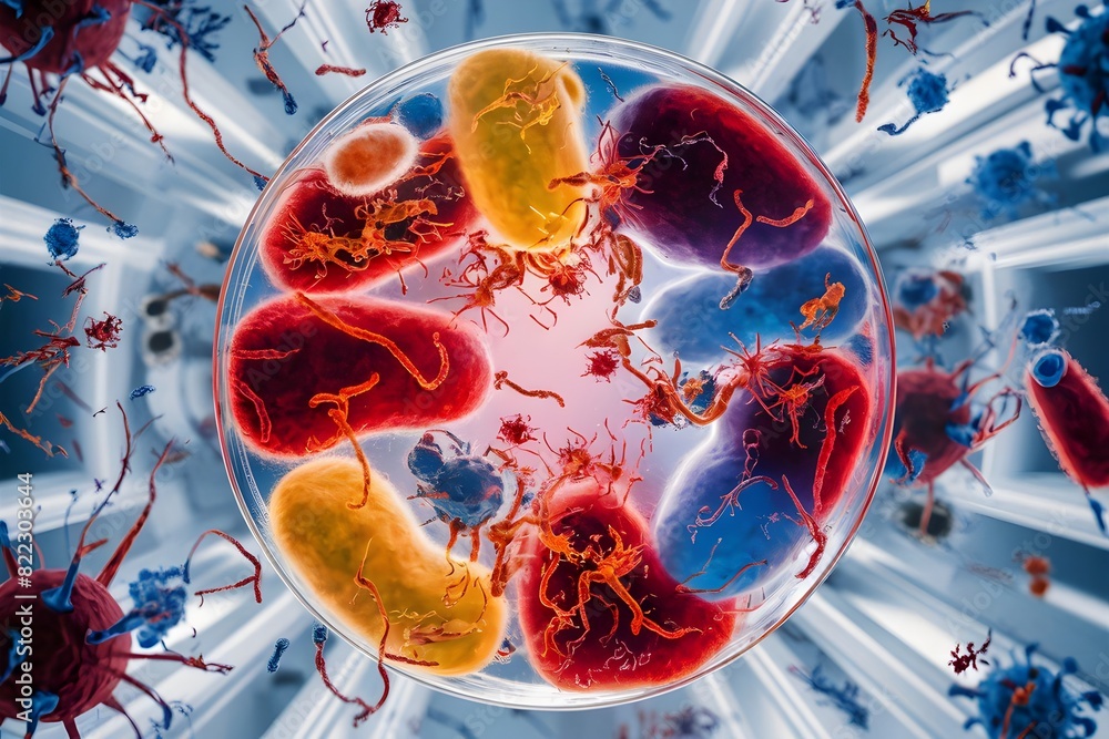 Fototapeta premium microorganisms bacteria viruses microbiology contamination contagions cellular risk