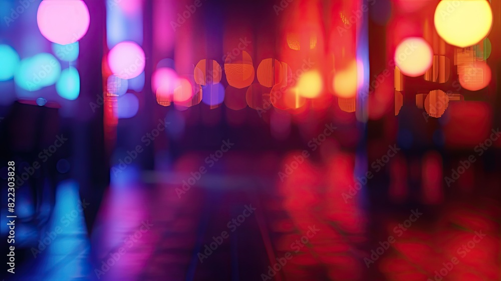 Vibrant Nightlife Ambiance with Colorful Bokeh Lights